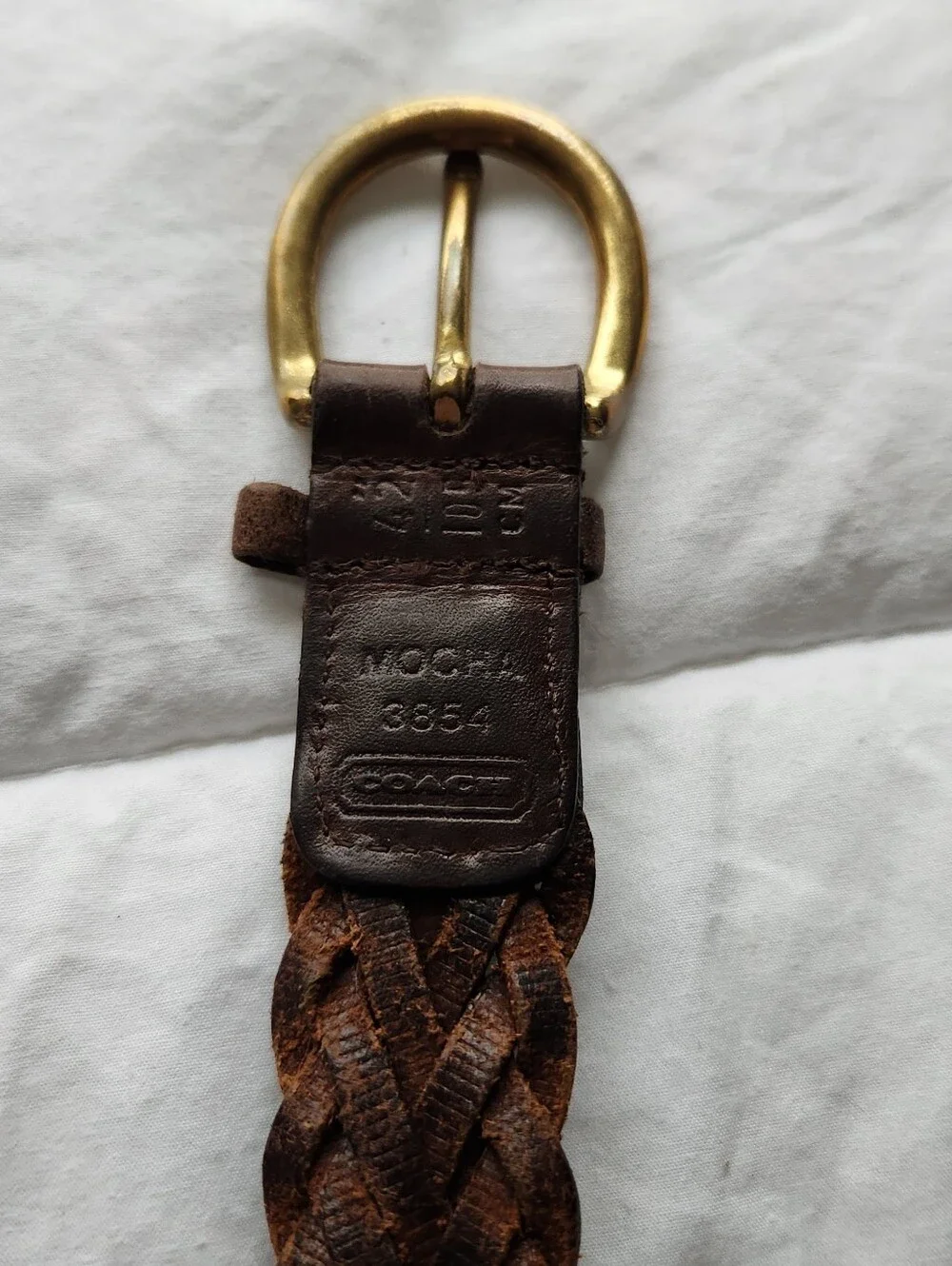 Coach Men's Dark Brown Braided Leather Belt Size 42in